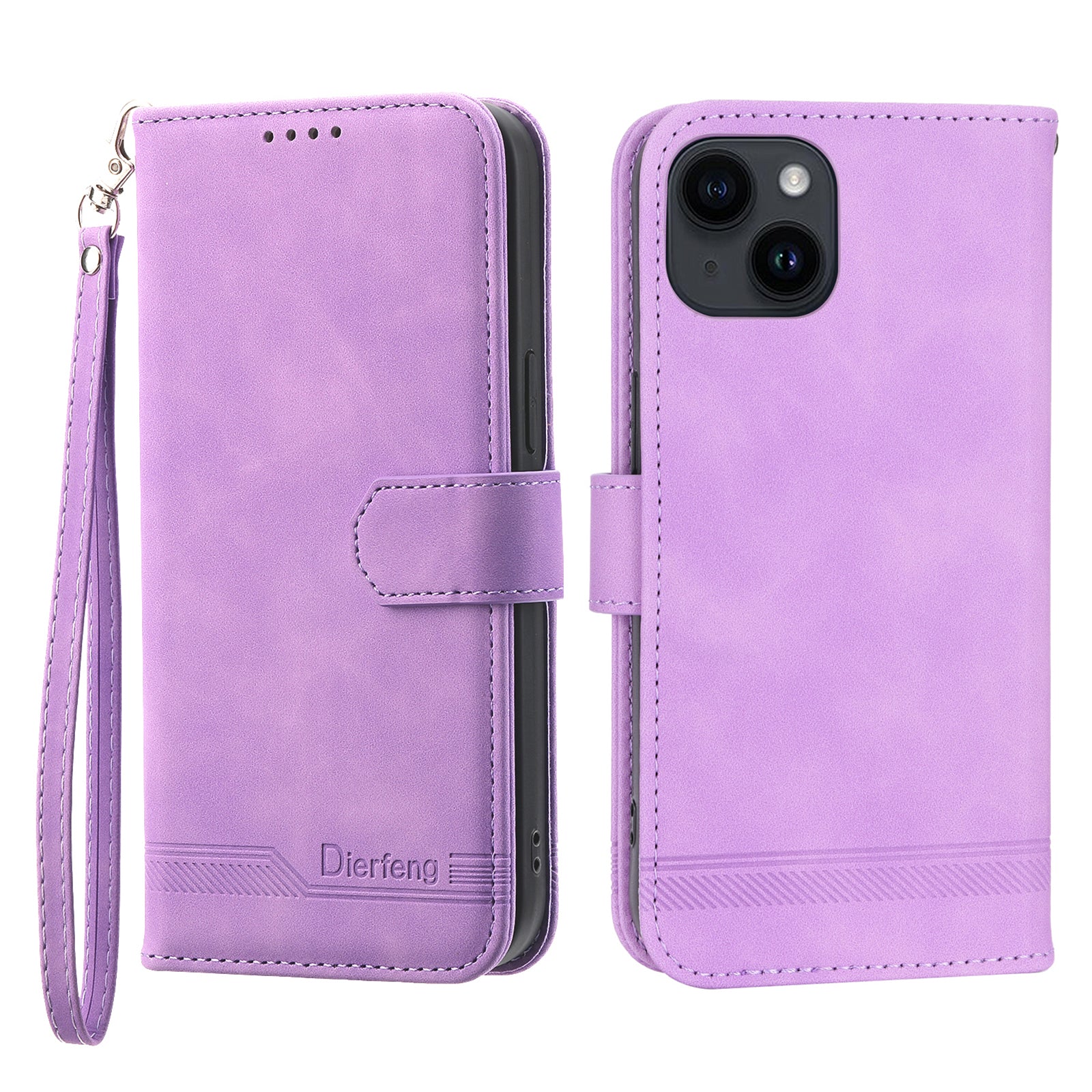 DIERFENG DF-03 Drop-sikker telefoncover til iPhone 14, linjer præget læder mobiltelefoncover med pungholder - Pink DIERFENG DF-03 Drop-sikker telefoncover til iPhone 14, linjer præget læder mobiltelefoncover med pungholder - Pink